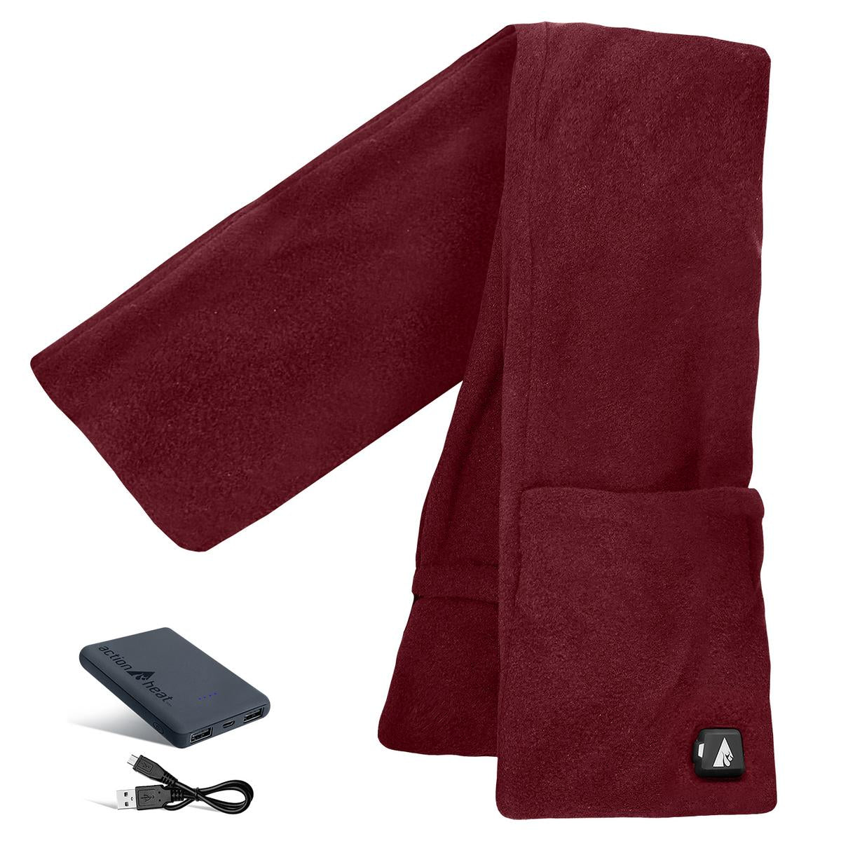 ActionHeat 5V Battery Heated Fleece Scarf with Pockets
