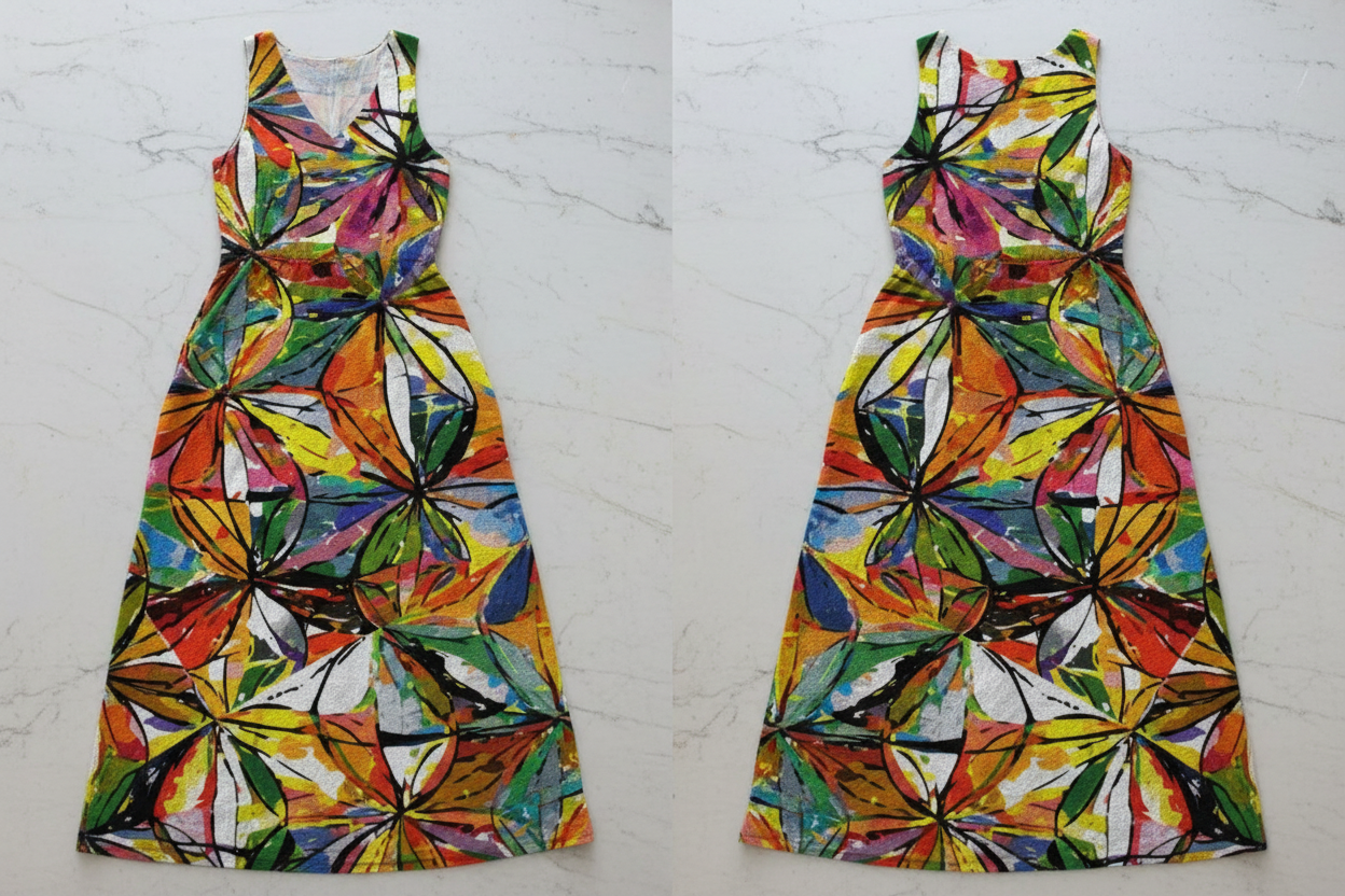Vibrant Prism x High Waistline Sleeveless Maxi Dress,