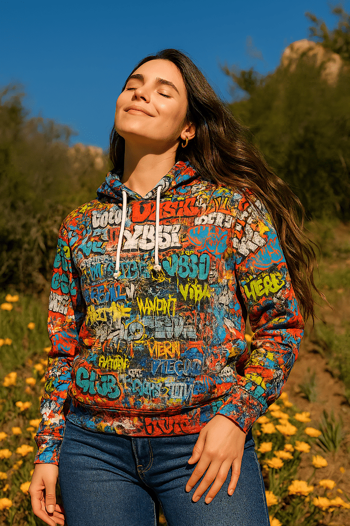 Wall of Graft Titti Splatter Art Digital Graphic Hoodie