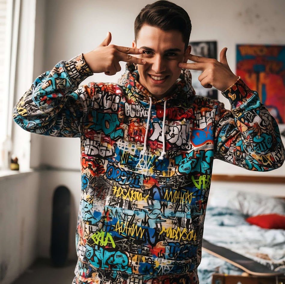 Wall of Graft Titti Splatter Art Digital Graphic Hoodie