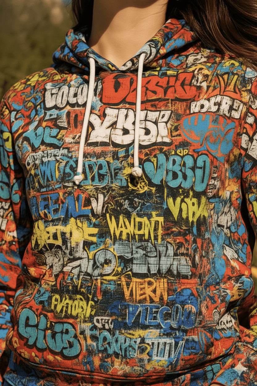 Wall of Graft Titti Splatter Art Digital Graphic Hoodie