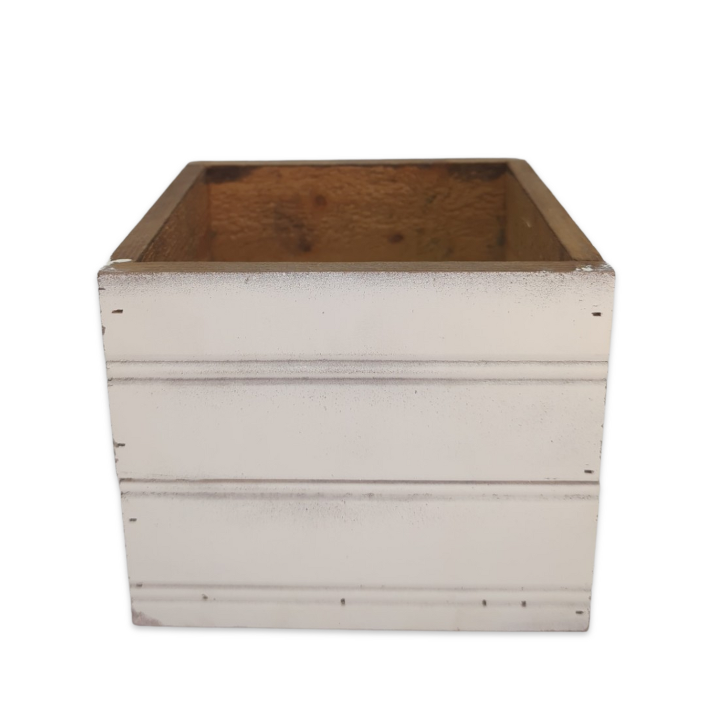 White Ribbed Wooden Floral Box