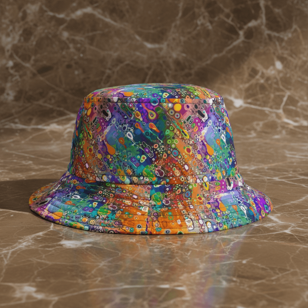 Wild Fairy Dreamer Acrylic Pour Bucket Hat - Whimsical Abstract Sun Hat for Festival Fashion
