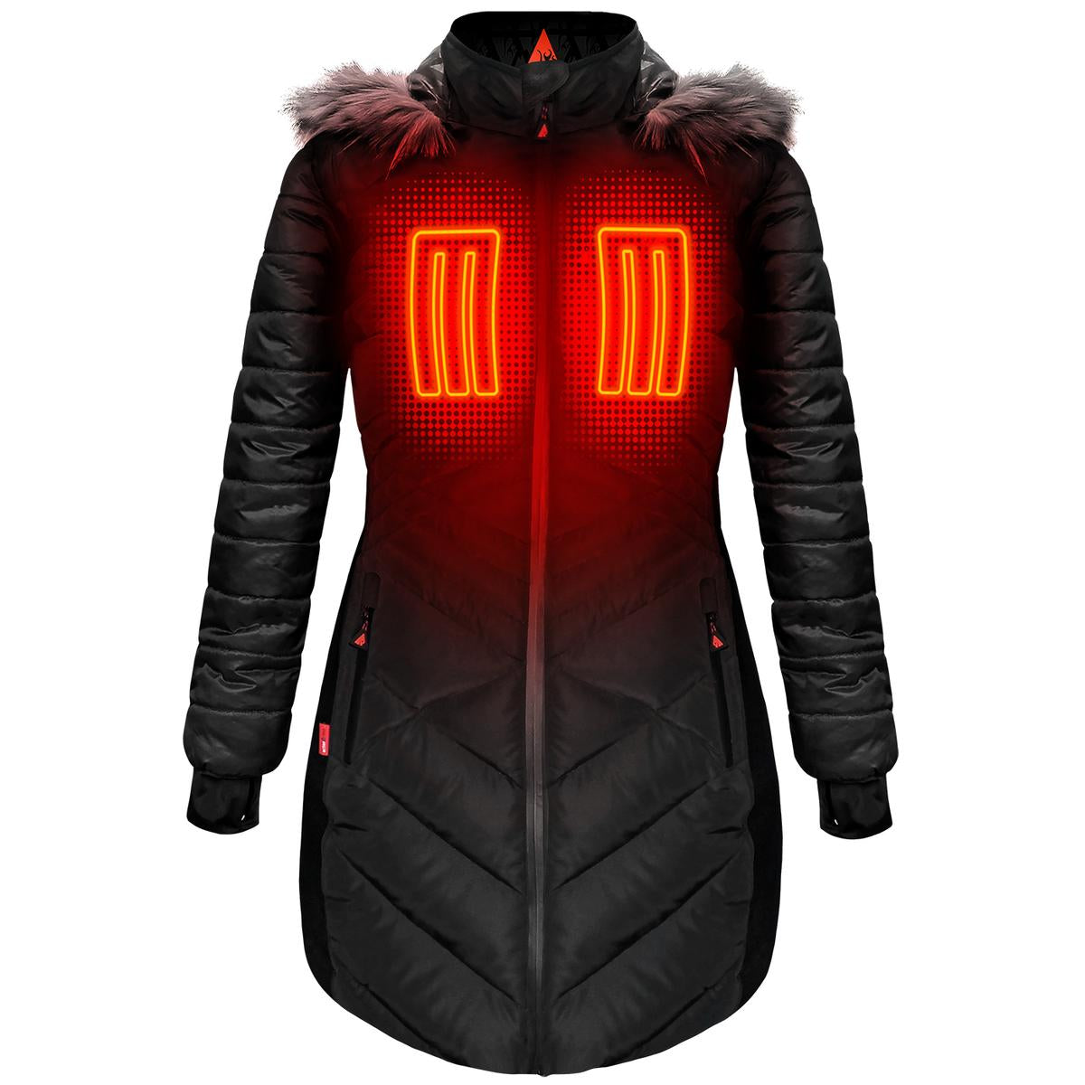 ActionHeat 5V Women's Heated Long Puffer Jacket W/ Hood