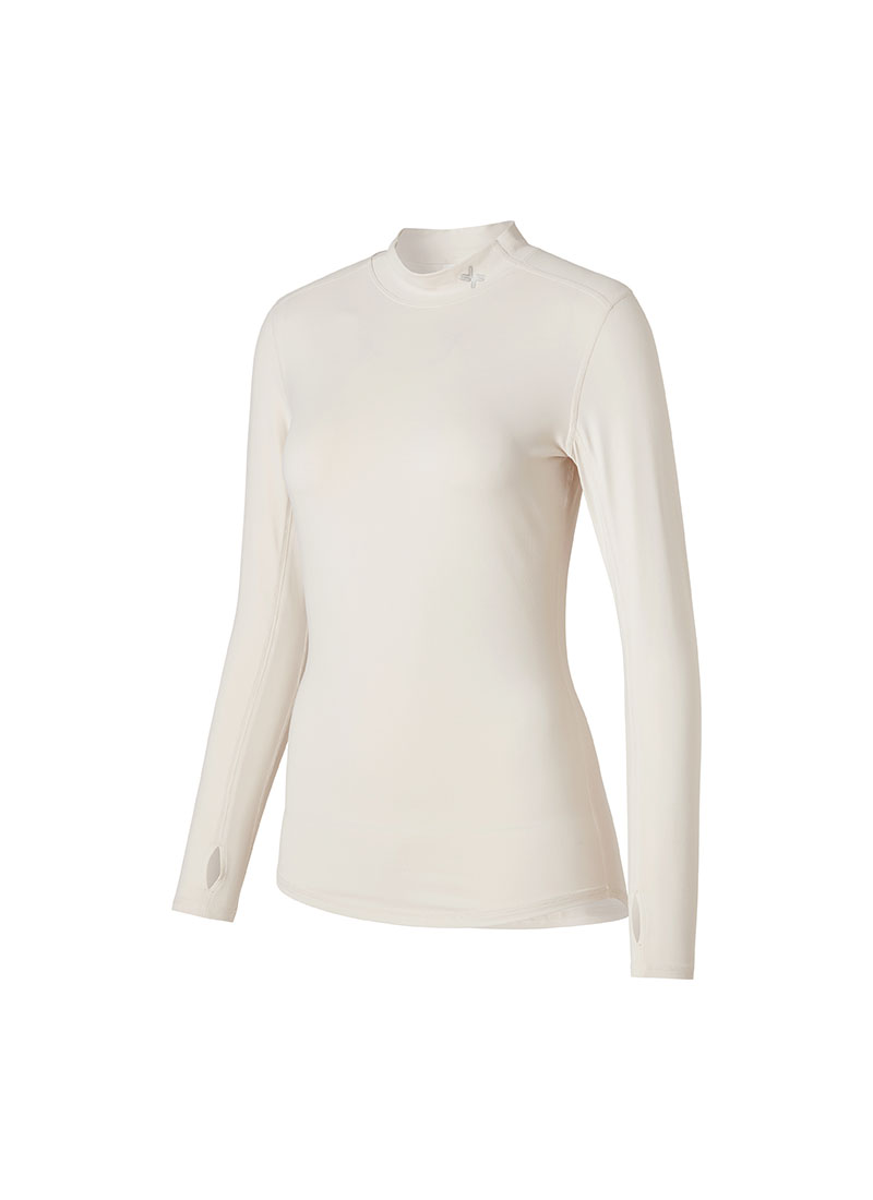 Mock Neck Fingerhole Basic T-Shirt