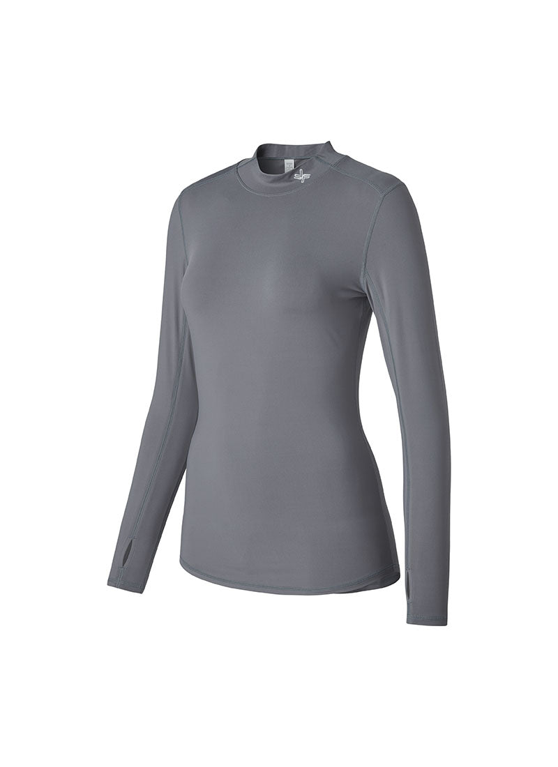 Mock Neck Fingerhole Basic T-Shirt