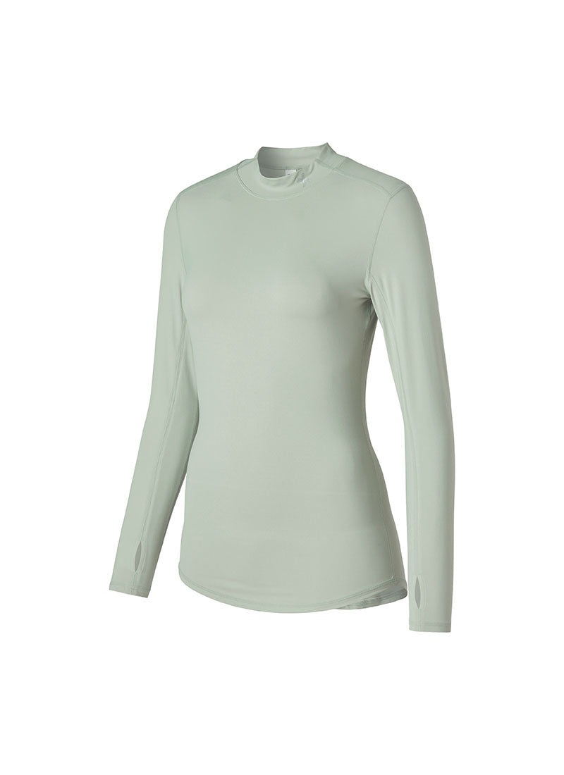 Mock Neck Fingerhole Basic T-Shirt