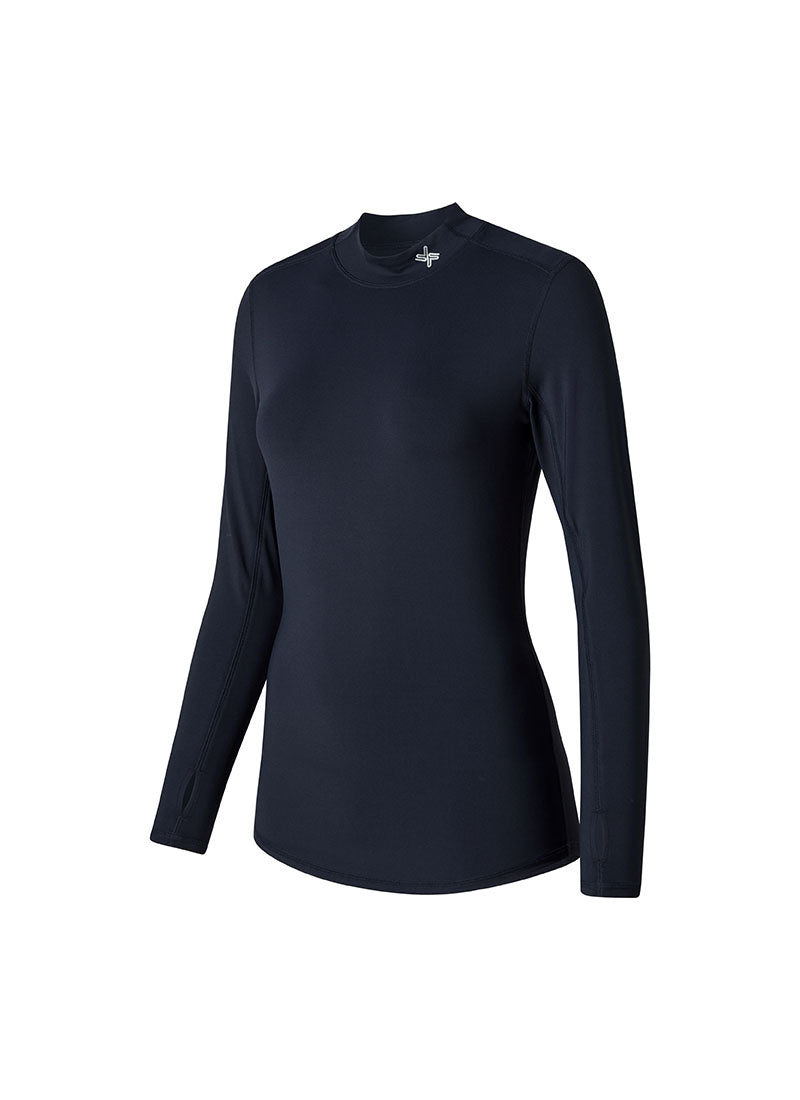 Mock Neck Fingerhole Basic T-Shirt