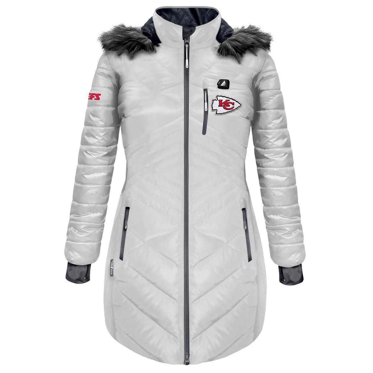 ActionHeat Kansas City Chiefs 5V Women's Long Puffer Battery Heated Jacket