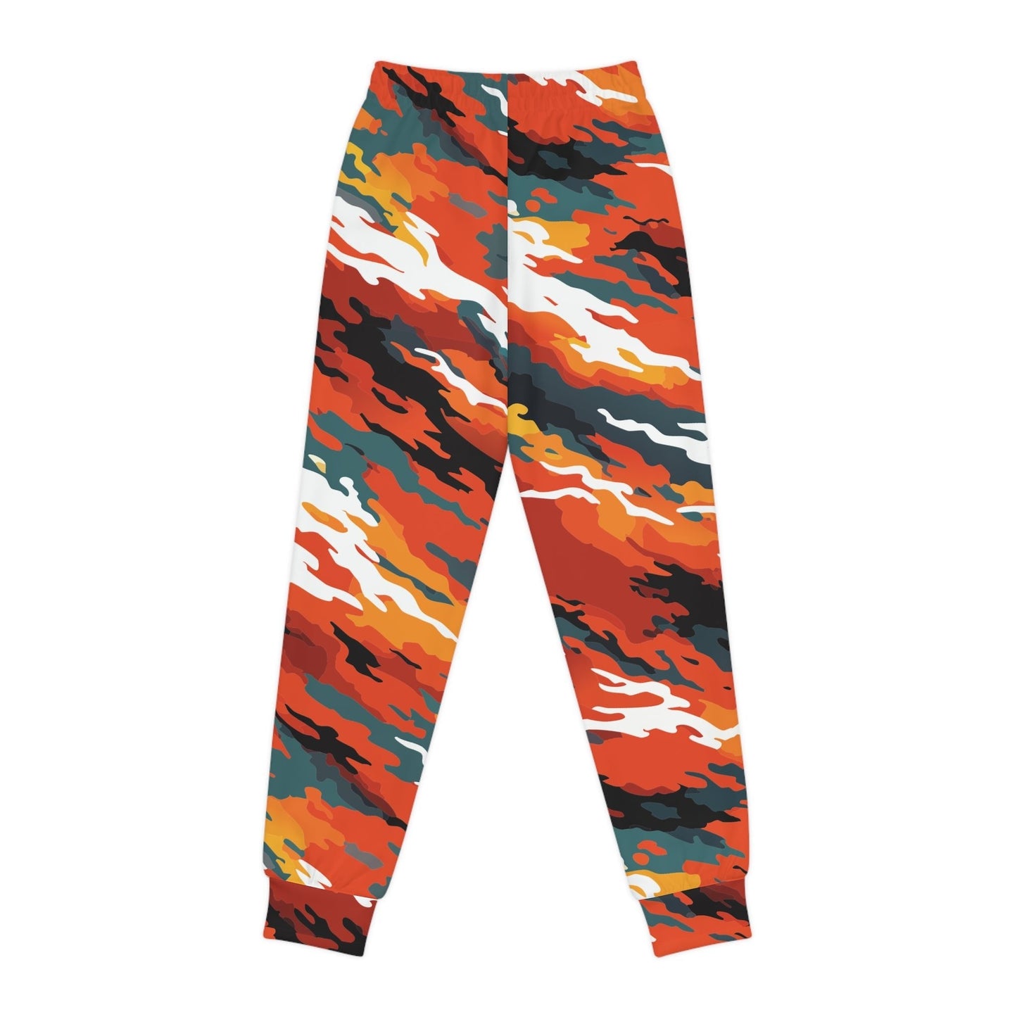 Youth Camo Joggers — Bold Orange All-Over Print Sweatpants for Kids