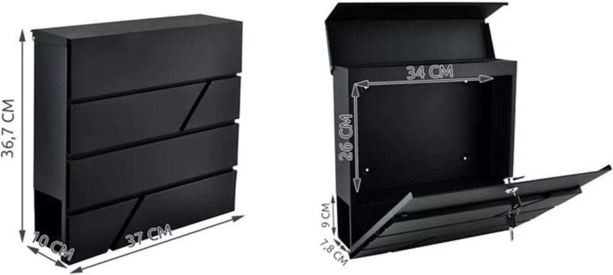 Malatec brievenbus – brievenbus met krantenrol – wandbrievenbus - antraciet