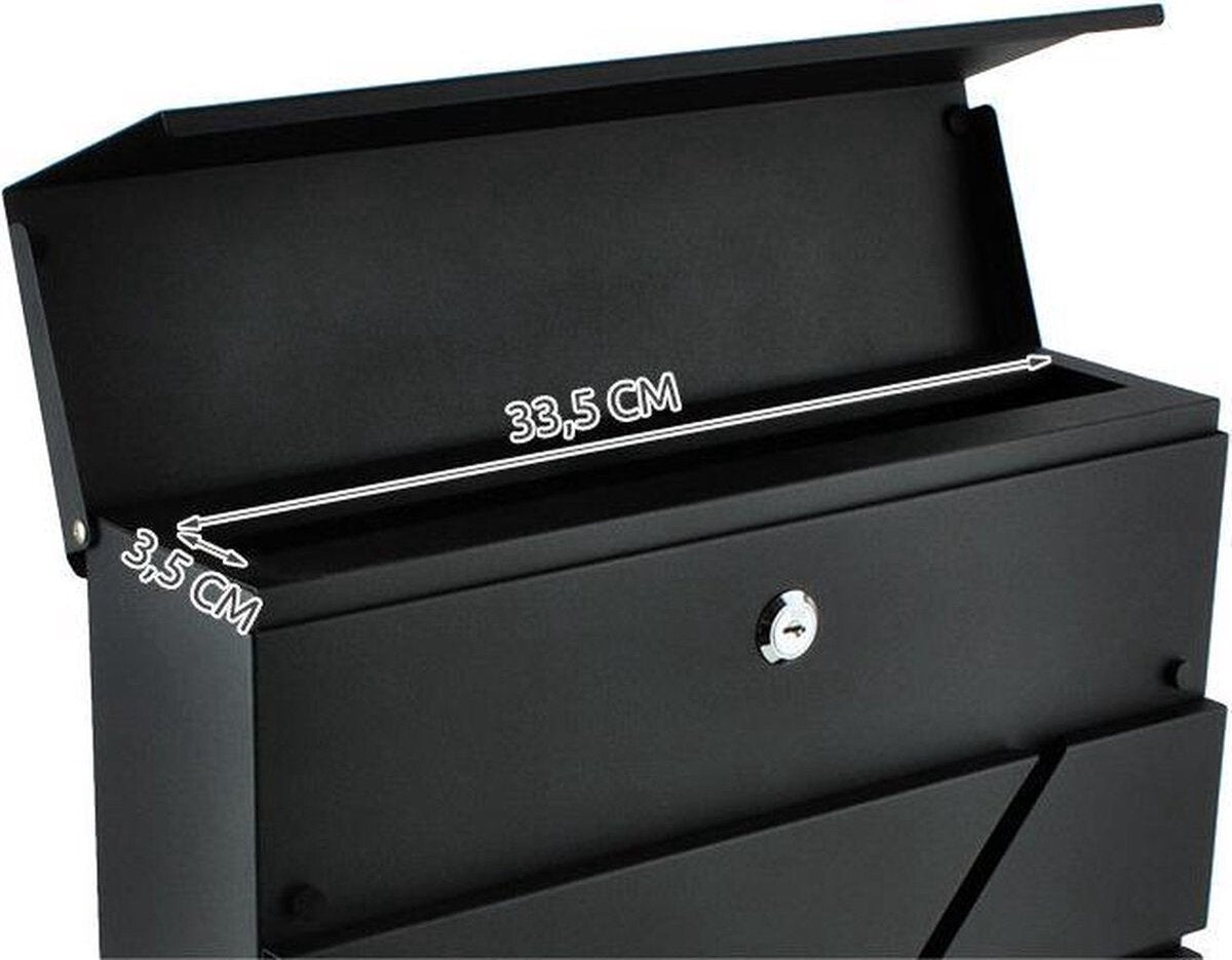 Malatec brievenbus – brievenbus met krantenrol – wandbrievenbus - antraciet