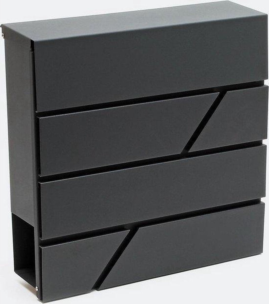 Malatec brievenbus – brievenbus met krantenrol – wandbrievenbus - antraciet