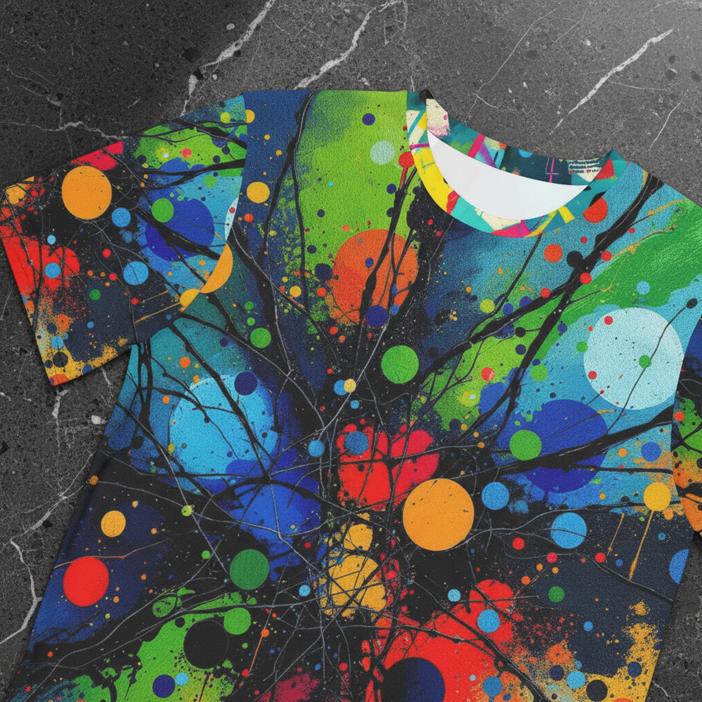 Zip-Up Hoodie – Psychedelic Neon Splatter AOP | Abstract Fluid Art Streetwear in Neon Green & Electric Purple